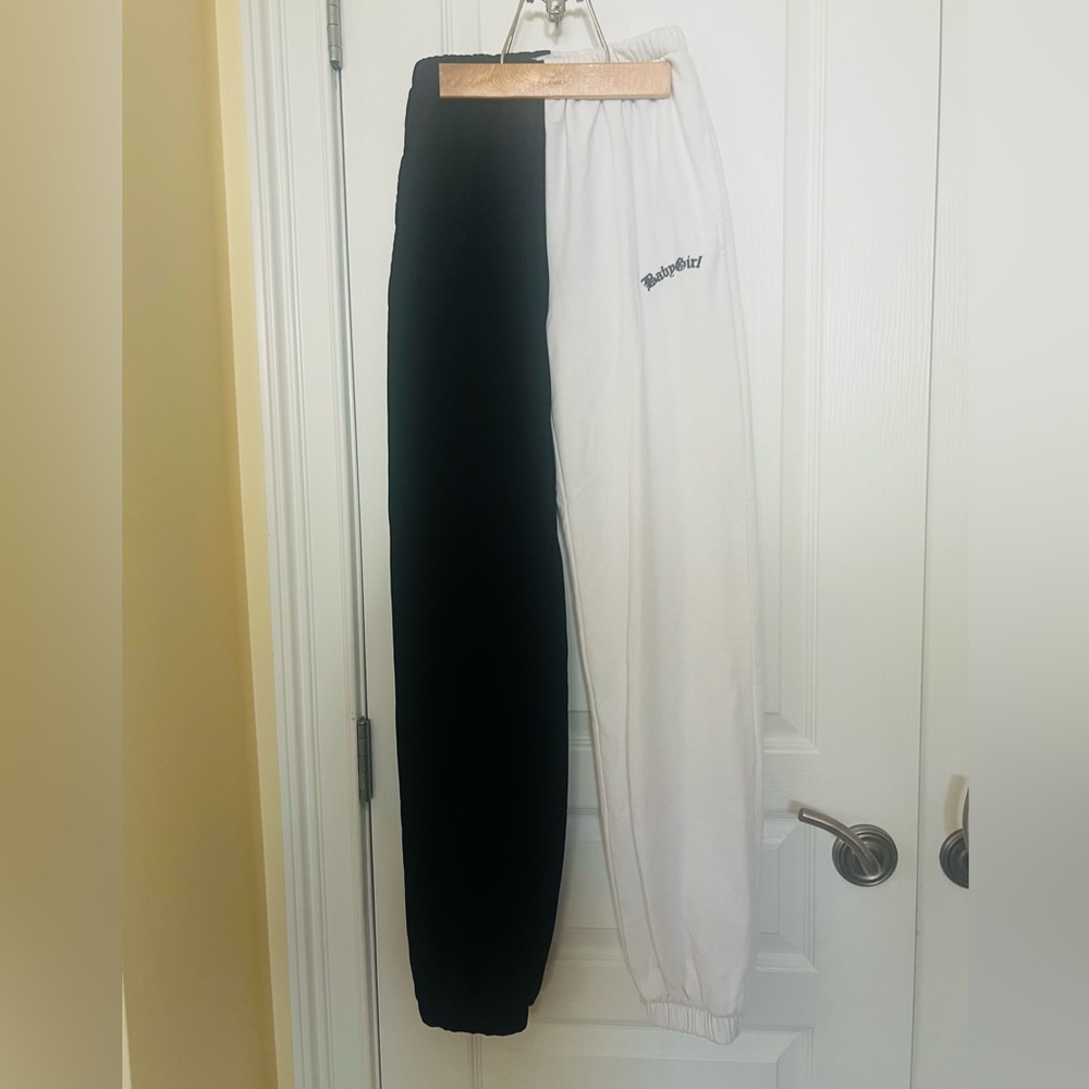 Asoka Black and White Two-Tone Jogger Sweatpants